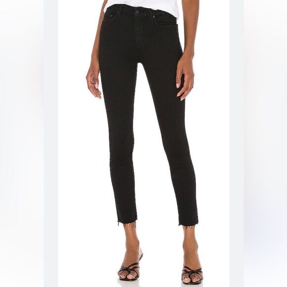 Mother The Looker Skinny Black Jeans Cut Out Size 26 - Picture 4 of 10